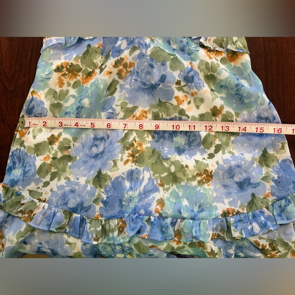 Elegant Floral Midi Dress - Blue and Green - Picture 6 of 7